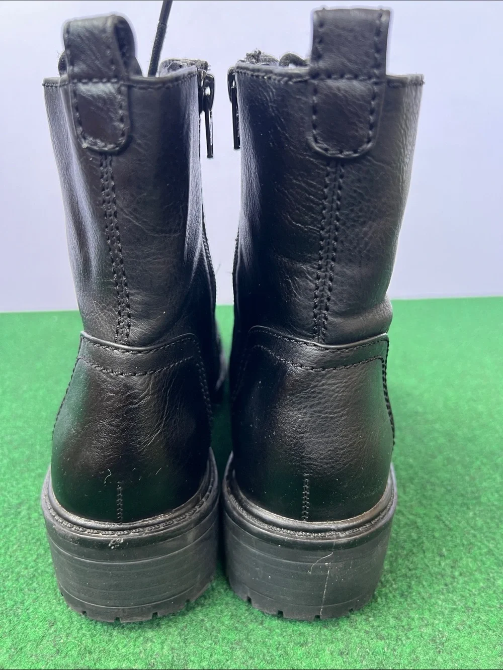 Universal Thread Black Lace-Up Combat Boots with Side Zipper